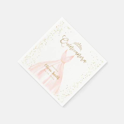 Serviette En Papier Elégante parties scintillant or et robe blush quin (Coin)