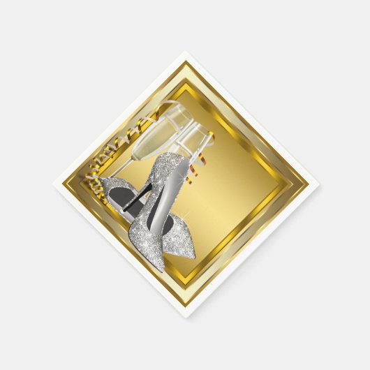 Serviette En Papier Élégante Parties scintillant or haut talon (Coin)