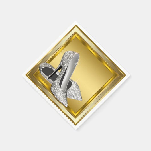 Serviette En Papier Élégante Parties scintillant or haut talon (Coin)