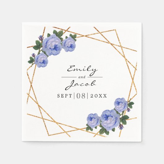 Serviette En Papier Elégante Parties scintillant or Mariage géométriqu (Devant)