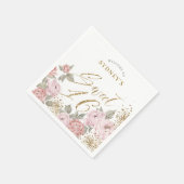 Serviette En Papier Elégante Parties scintillant Or Peony Florals Swee (Coin)