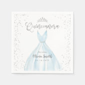 Serviette En Papier Elégante parties scintillant robe bleu argent quin (Devant)