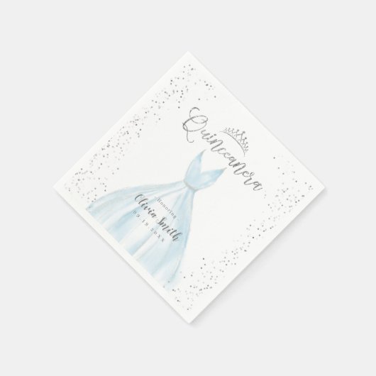 Serviette En Papier Elégante parties scintillant robe bleu argent quin (Coin)