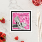 Serviette En Papier Élégante Parties scintillant rose argent talon hau (En situation)
