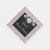 Serviette En Papier Élégante Parties scintillant rose chic Rose argent (Coin)