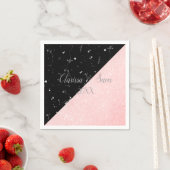 Serviette En Papier Elégante parties scintillant rose en or et marbre  (En situation)