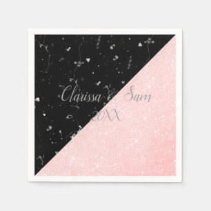 Serviette En Papier Elégante parties scintillant rose en or et marbre 