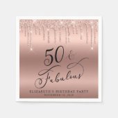 Serviette En Papier Elégante Parties scintillant Rose Gold 50e fête d' (Devant)