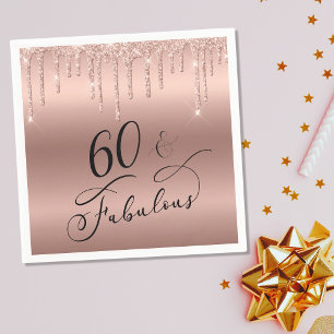 Serviette En Papier Elégante Parties scintillant Rose Gold 60e fête d'