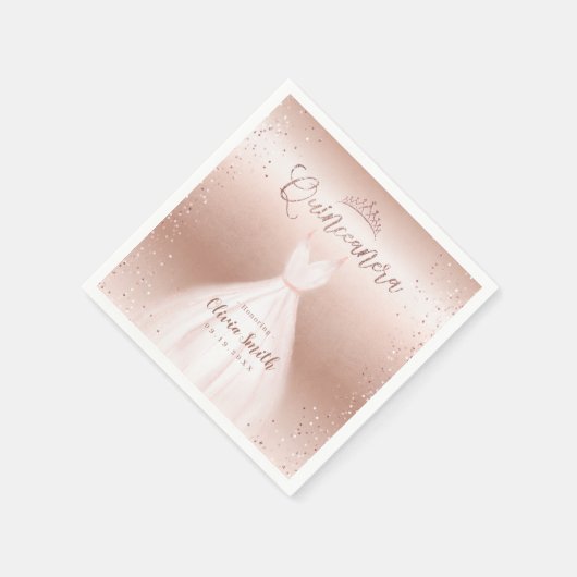 Serviette En Papier Elégante parties scintillant rose or avec robe qui (Coin)