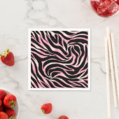 Serviette En Papier Elégante Parties scintillant Rose or Zebra Black P (En situation)