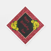 Serviette En Papier Elégante Parties scintillant Rouge Chic Roses Jaun (Coin)