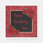 Serviette En Papier Elégante Parties scintillant rouge chic Roses roug (Devant)