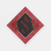 Serviette En Papier Elégante Parties scintillant rouge chic Roses roug (Coin)