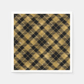 Serviette En Papier Elégante Parties scintillant Tartan Black Gold (Devant)