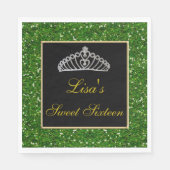 Serviette En Papier Élégante Parties scintillant verte chic Tiara Swee (Devant)