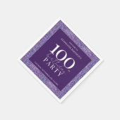 Serviette En Papier Elégante Parties scintillant violet 100e fête d'an (Coin)