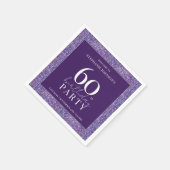 Serviette En Papier Elégante Parties scintillant violet 60e fête d'ann (Coin)