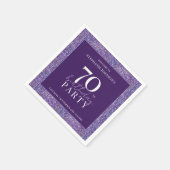 Serviette En Papier Elégante Parties scintillant violet 70e fête d'ann (Coin)
