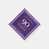 Serviette En Papier Elégante Parties scintillant violet 90e fête d'ann (Coin)