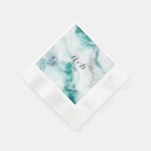 Serviette En Papier Elégante Peacock Green Marble Mariage serviettes (Coin)