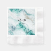 Serviette En Papier Elégante Peacock Green Marble Mariage serviettes (Devant)