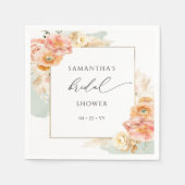 Serviette En Papier Elégante pêche et Fête des mariées florale Sage (Devant)