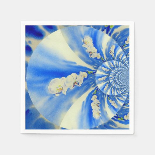 Serviette En Papier Elégante peinture à l'aquarelle d'orchidée blanche (Devant)