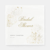 Serviette En Papier Elégante Peonies d'or Fête des mariées de croquis (Devant)