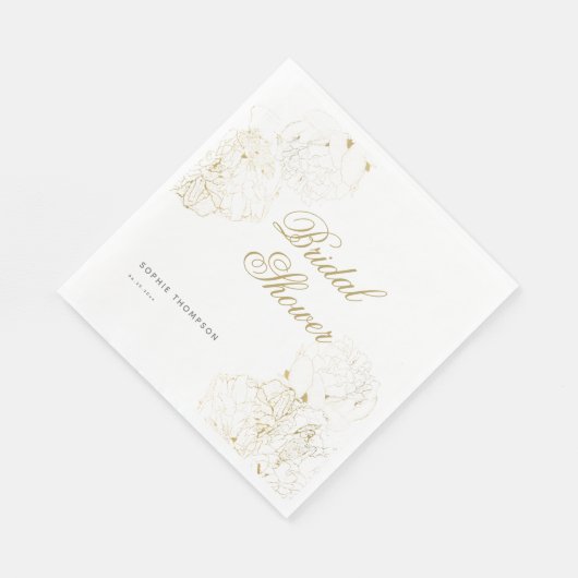 Serviette En Papier Elégante Peonies d'or Fête des mariées de croquis (Coin)