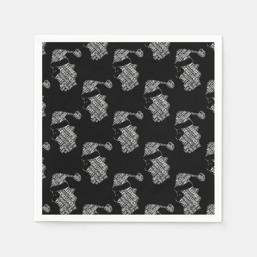 Serviette En Papier Elégante Père Noël noir et blanc Typographie Noël (Devant)