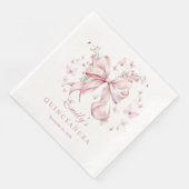 Serviette En Papier Elégante Perles de Bow Rose Quinceanera Anniversai (Coin)