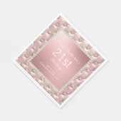 Serviette En Papier Elégante perles touffetées roses 21e anniversaire (Coin)