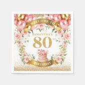 Serviette En Papier Élégante personnalisation 80e anniversaire de la f (Devant)