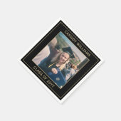 Serviette En Papier Elégante Photo Black & Gold Modern Graduation Part (Coin)