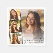 Serviette En Papier Élégante Photo Collage Graduation Party (Devant)