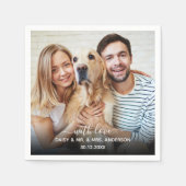 Serviette En Papier Élégante Photo Customisée Avec Amour Chien Mariage (Devant)