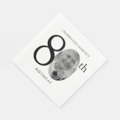 Serviette En Papier Élégante photo minimaliste 80e anniversaire (Coin)