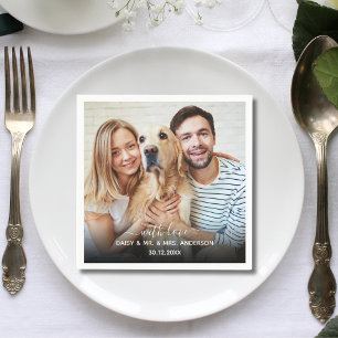 Serviette En Papier Élégante photo personnalisée avec amour chien anim