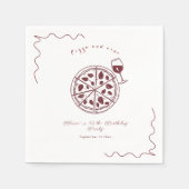 Serviette En Papier Elégante pizza et anniversaire de vin (Devant)