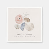 Serviette En Papier Elégante Plage Côtière Plage Mariage Cocktail serv (Devant)