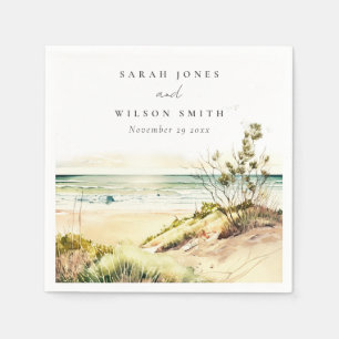 Serviette En Papier Elégante Plage de la côte Dusky Mariage de la mer 