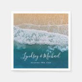 Serviette En Papier Elégante plage Mariage bleu océan (Devant)