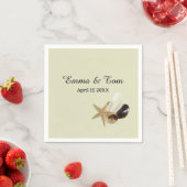 Serviette En Papier Elégante Plage Mariage Côte Océan Destination (En situation)
