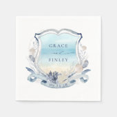 Serviette En Papier Elégante Plage Mariage Crest Côtier Chic (Devant)