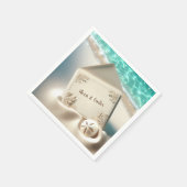 Serviette En Papier Elégante Plage Mariage Invitation Dans Le Sable (Coin)