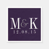 Serviette En Papier Élégante Plum violet Mariage de monogramme serviet (Devant)
