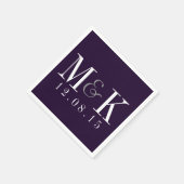 Serviette En Papier Élégante Plum violet Mariage de monogramme serviet (Coin)
