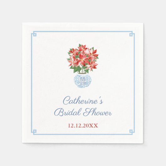 Serviette En Papier Élégante Poinsettia Dames Fêtes Déjeuner (Devant)