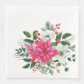 Serviette En Papier Élégante Poinsettie de Noël rose (Devant)